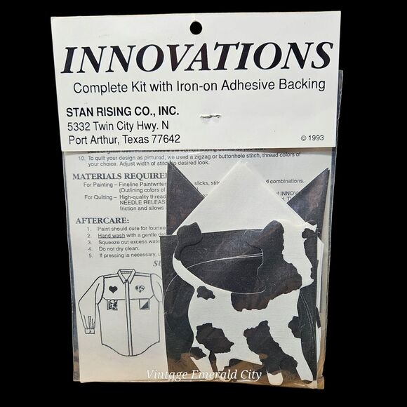 Vtg Complete Kit with Iron- on Adhesive Backing Cow Theme Stan Rising Co. 1993 - Picture 2 of 7